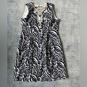 Nanette Lepore Navy and White Swirl Dress. Size 4.